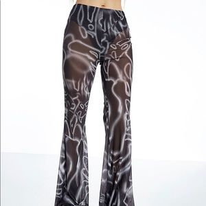 Mesh swirl flare sexy pants